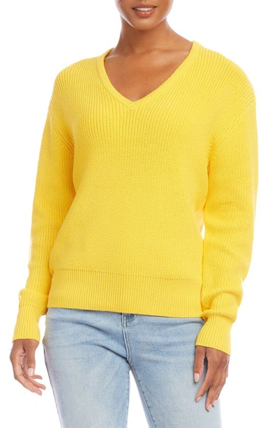 Karen Kane V-neck Sweater In Yellow