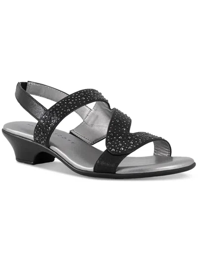 Karen Scott Elinnaa Womens Embellished Slingback Wedge Sandals In Black