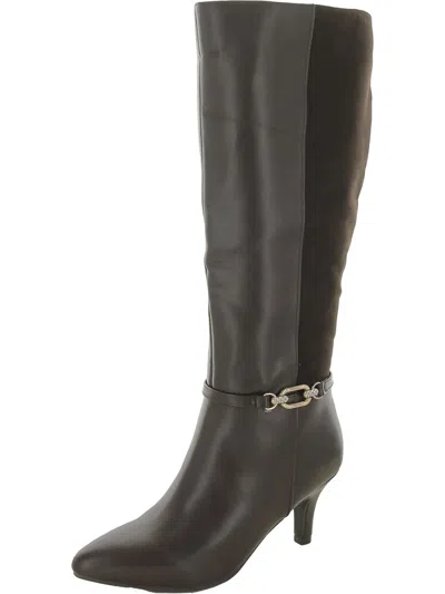 Karen Scott Freylyn Womens Faux Leather Dressy Knee-high Boots In Brown