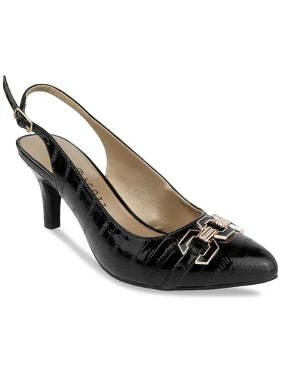 Karen Scott Gildyy Womens Patent Pointed Toe Slingback Heels In Black