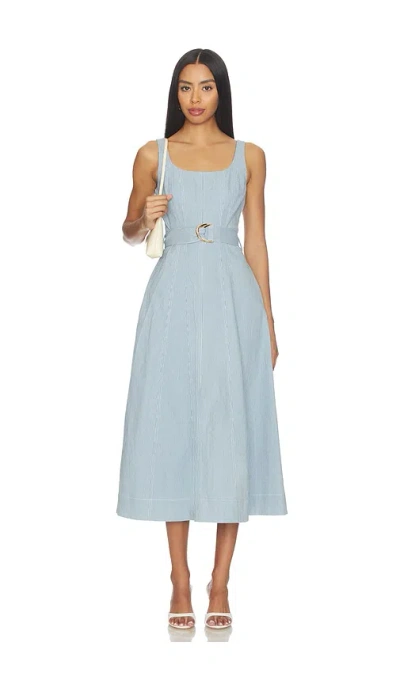 Karina Grimaldi Lilliana Denim Maxi Dress In Striped Denim