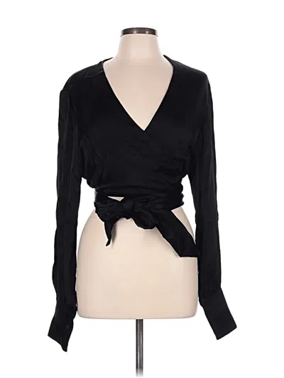Pre-owned Karina Grimaldi Long Sleeve Blouse In Black