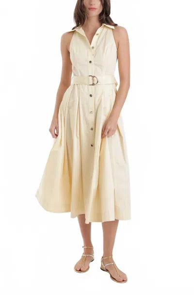 Karina Grimaldi Zarae Solid Midi Dress In Pastel Yellow In Beige