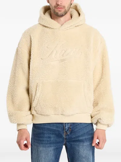 Karl Kani Embroidered Fleece-texture Hoodie In Neutral