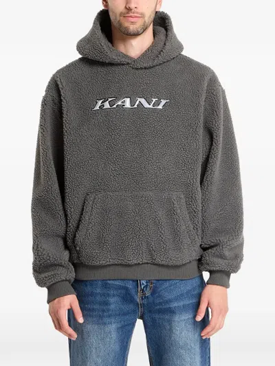 Karl Kani Teddy-texture Logo Hoodie In Gray