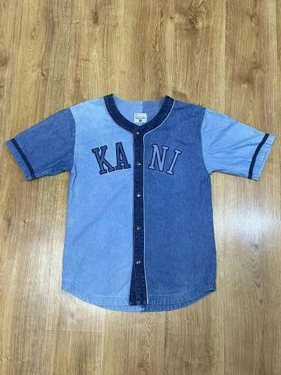 Pre-owned Karl Kani X Vintage 00s Kar Kani Oversize Denim Jeans Jersey In Navy