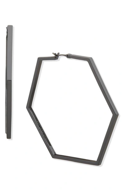 Karl Lagerfeld Geometric Hoop Earrings In Hematite