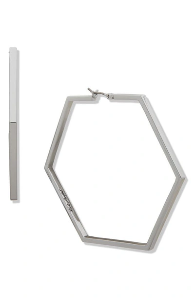 Karl Lagerfeld Geometric Hoop Earrings In Metallic