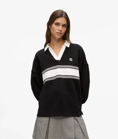 Karl Lagerfeld Ikon Rugby Sweatshirt In Black