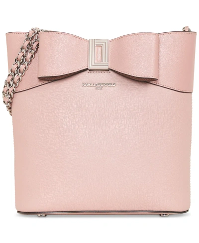 Karl Lagerfeld Ikons Small Leather Shoulder Bag In Rose Smoke