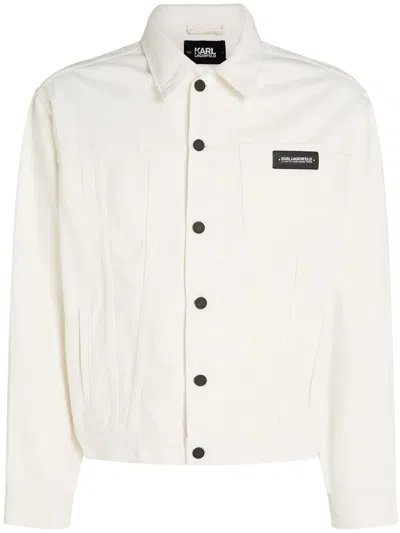 Karl Lagerfeld Jeans-hemdjacke Mit Logo-patch In Weiss