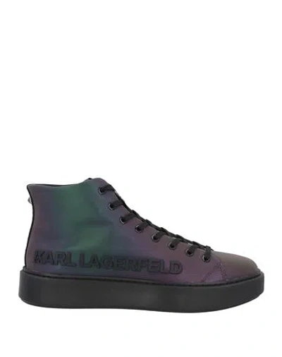 Karl Lagerfeld Man Sneakers Purple Size 9 Leather