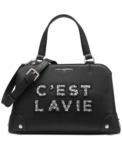 Karl Lagerfeld Small Embellished Gifting Satchel In Black