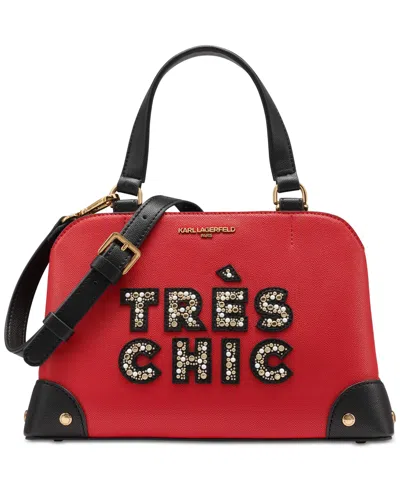 Karl Lagerfeld Small Embellished Gifting Satchel In Crimson