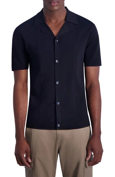 Karl Lagerfeld Textured Short Sleeve Knit Shirt In Black