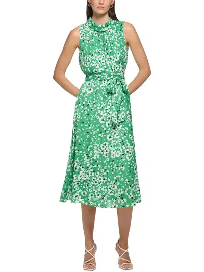 Karl Lagerfeld Womens Floral Print Polyester Midi Dress In Blue