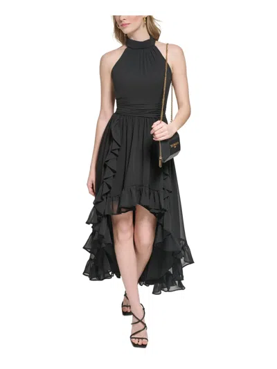 Karl Lagerfeld Womens Ruffled Polyester Maxi Dress In Black