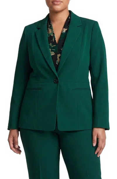 Kasper Notched Lapel Waist Seam Blazer In Green