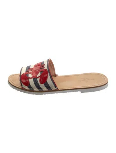 Pre-owned Kate Spade Canvas Striped Slides In Multicolor