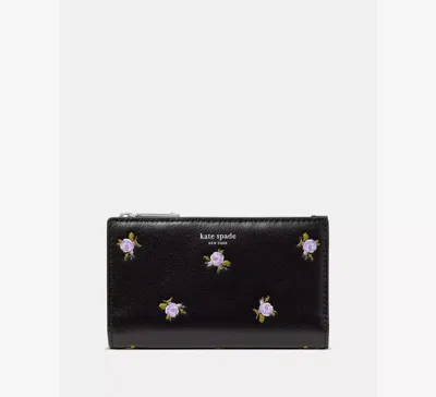 Kate Spade Classic Rose Bifold Wallet In Black