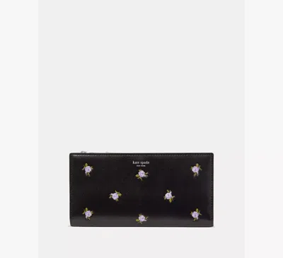 Kate Spade Classic Rose Large Bifold Wallet In Black