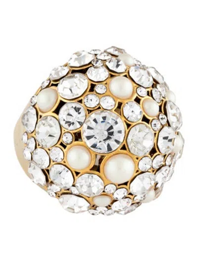 Pre-owned Kate Spade Faux Pearl & Crystal Pick A Pearl Cocktail Ring In Multicolor