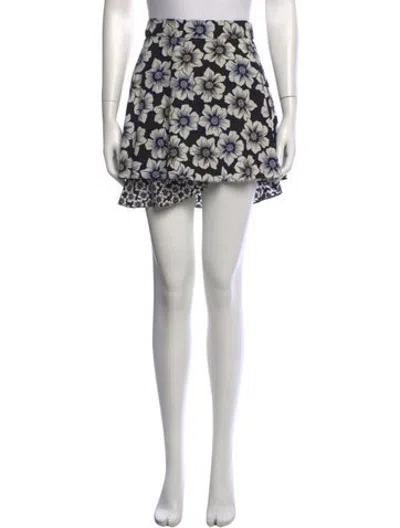 Pre-owned Kate Spade Floral Print Mini Skirt In Black