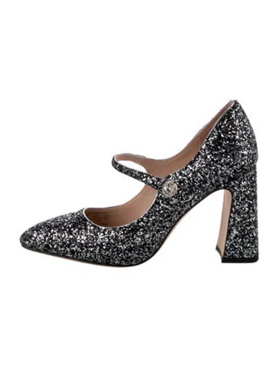 Pre-owned Kate Spade Glitter Patterned Pumps In Black/silver