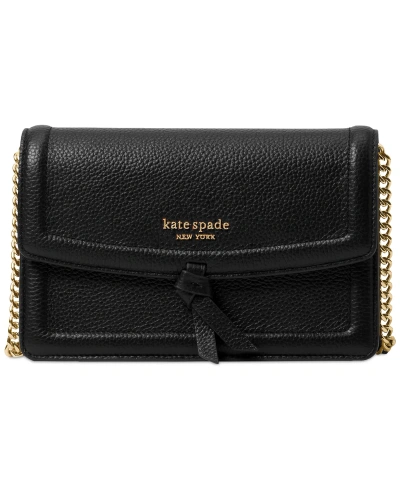 Kate Spade Knott Pebbled Leather Flap Crossbody In Black