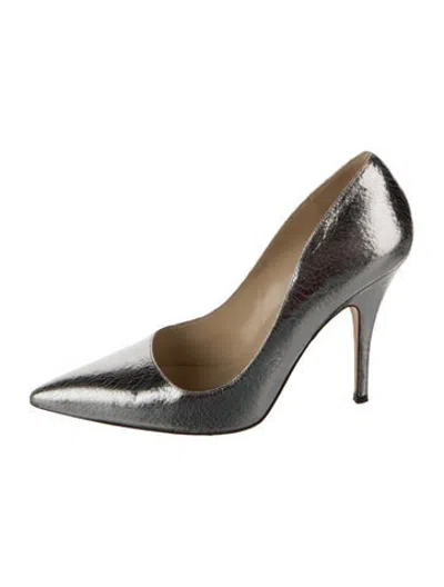 Pre-owned Kate Spade Leather Animal Print Pumps In Metallic/silver