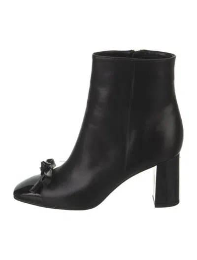 Pre-owned Kate Spade Leather Bow Accents Boots In Black