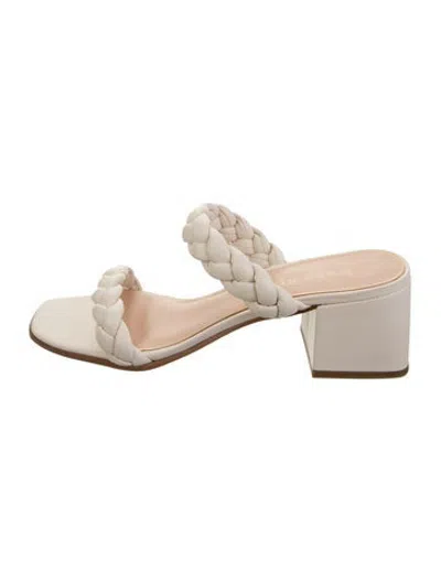 Pre-owned Kate Spade Leather Braided Accents Slides In Neutrals