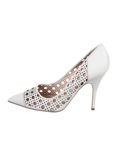 Pre-owned Kate Spade Leather Patterned Pumps In White