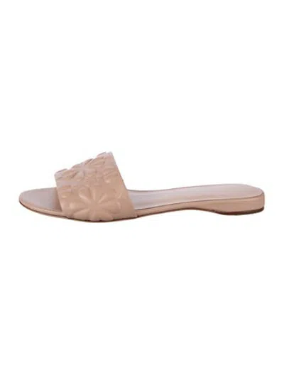 Pre-owned Kate Spade Leather Patterned Slides In Neutrals