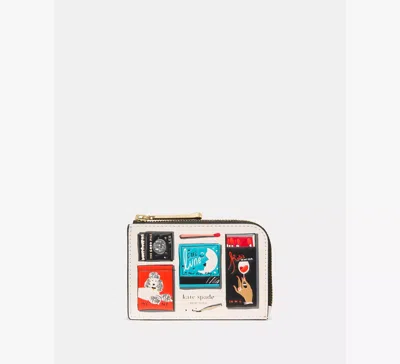 Kate Spade Matchbox Embossed Mini Zip Card Case In Neutral
