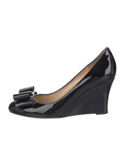Pre-owned Kate Spade Patent Leather Bow Accents Pumps In Blue