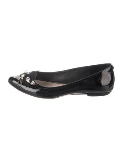 Pre-owned Kate Spade Patent Leather Crystal Embellishments Ballet Flats In Black