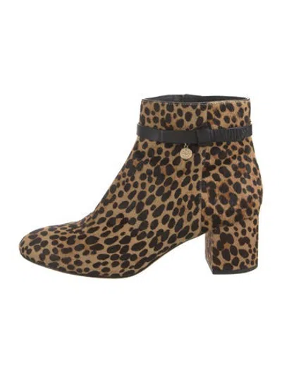 Pre-owned Kate Spade Ponyhair Animal Print Boots In Neutrals