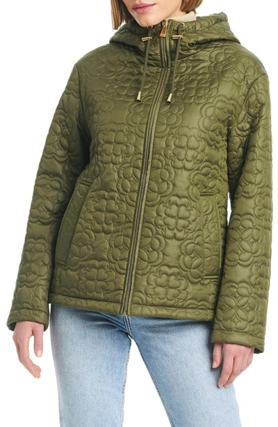 Kate Spade Quilts Hooded Jacket In Spring Olive