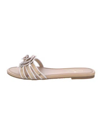 Pre-owned Kate Spade Raffia Floral Print Slides In Neutrals