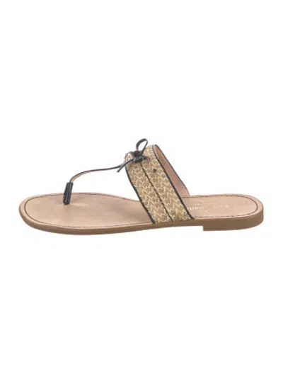 Pre-owned Kate Spade Raffia Patterned Flip Flops In Neutrals