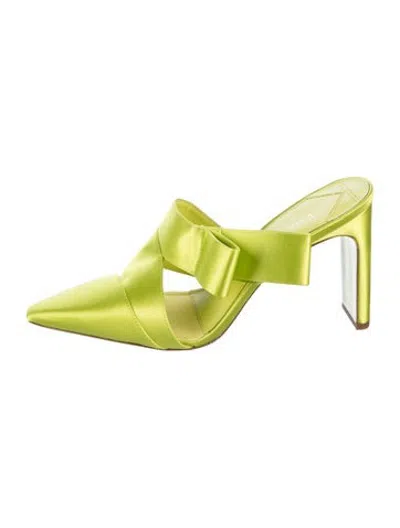 Pre-owned Kate Spade Satin Mules In Green/yellow