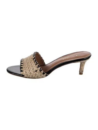 Pre-owned Kate Spade Straw Patterned Slides In Neutrals
