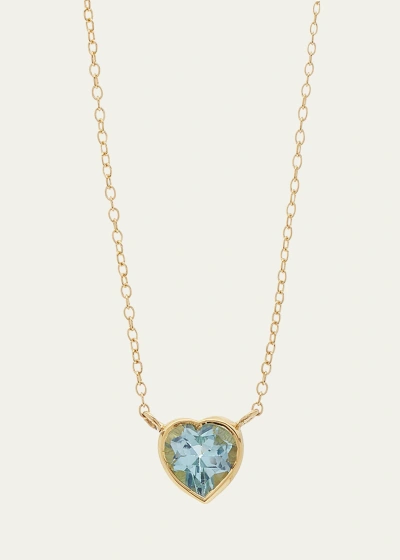 Katey Walker 18k Yellow Gold Tiny Heart Choker With London Blue Topaz In Yg