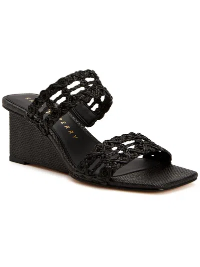 Katy Perry The Irisia Woven Womens Woven Slip-on Wedge Sandals In Black