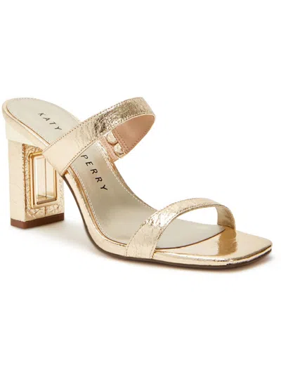 Katy Perry Womens Faux Leather Open Toe Mule Sandals In Gold