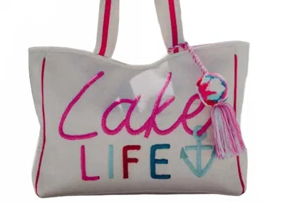 Katydid Women's Lake Life Tote Bag In Ecru/pink In Multi