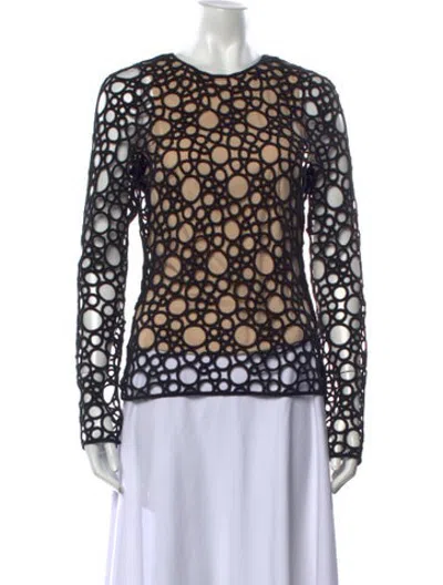 Pre-owned Kaufmanfranco Patterned Crew Neck Top In Black