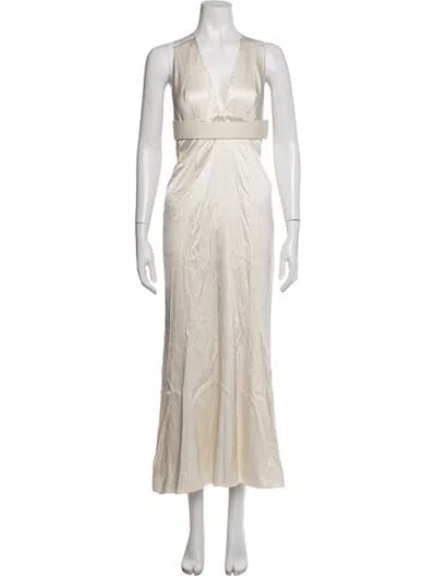 Pre-owned Kaufmanfranco Silk Long Dress In Neutrals