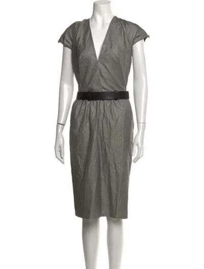 Pre-owned Kaufmanfranco V-neck Knee-length Dress In Grey